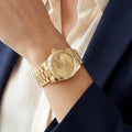 Fluted Bezel Date Bracelet Watch With Diamond Hour Markers