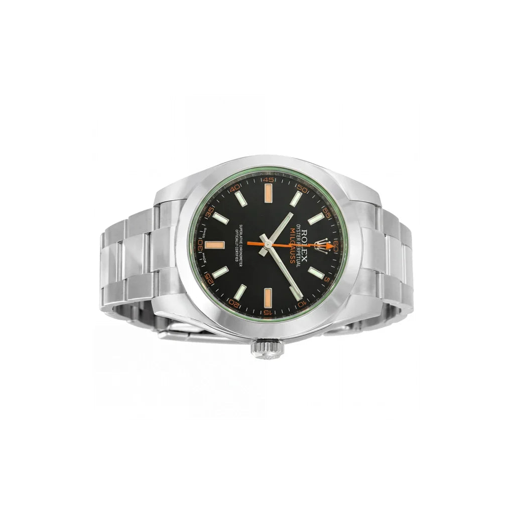 Milgauss Domed Bezel Green Crystal Oyster Bracelet Unisex Watch