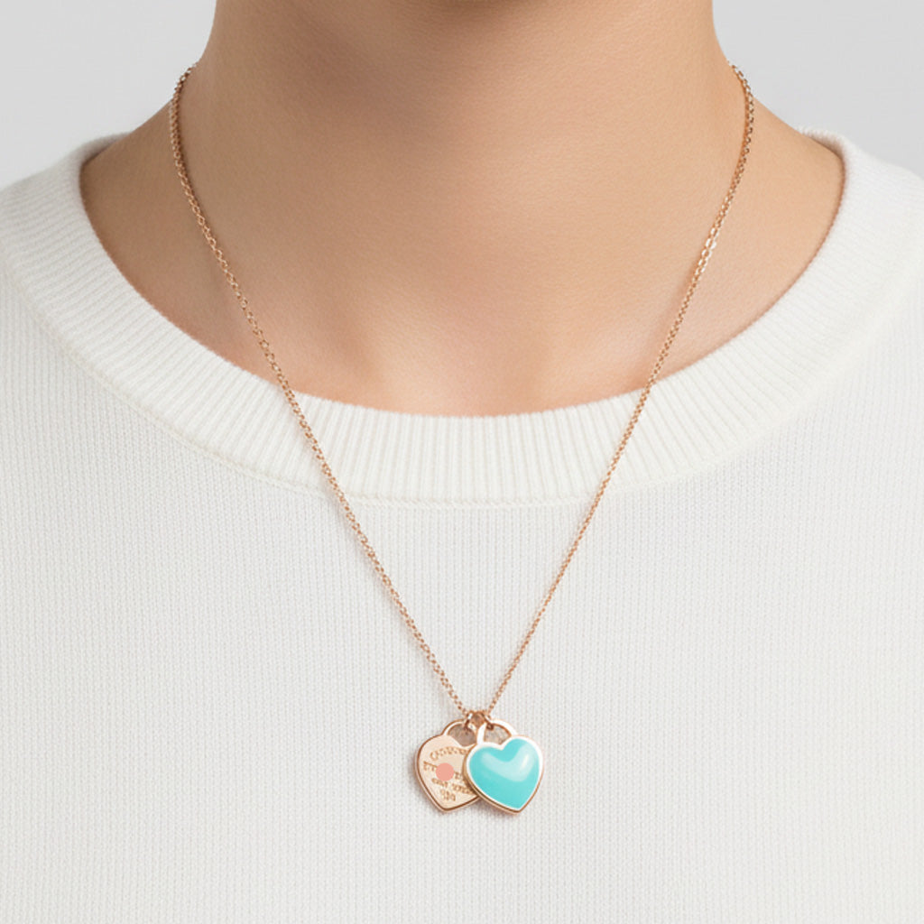 Return To T Mini Double Heart Necklace