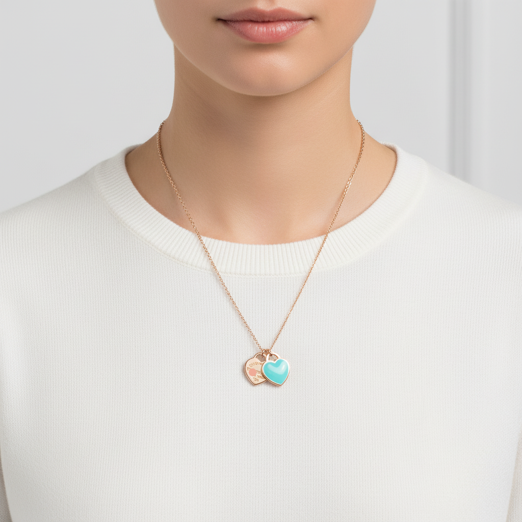 Return To T Mini Double Heart Necklace