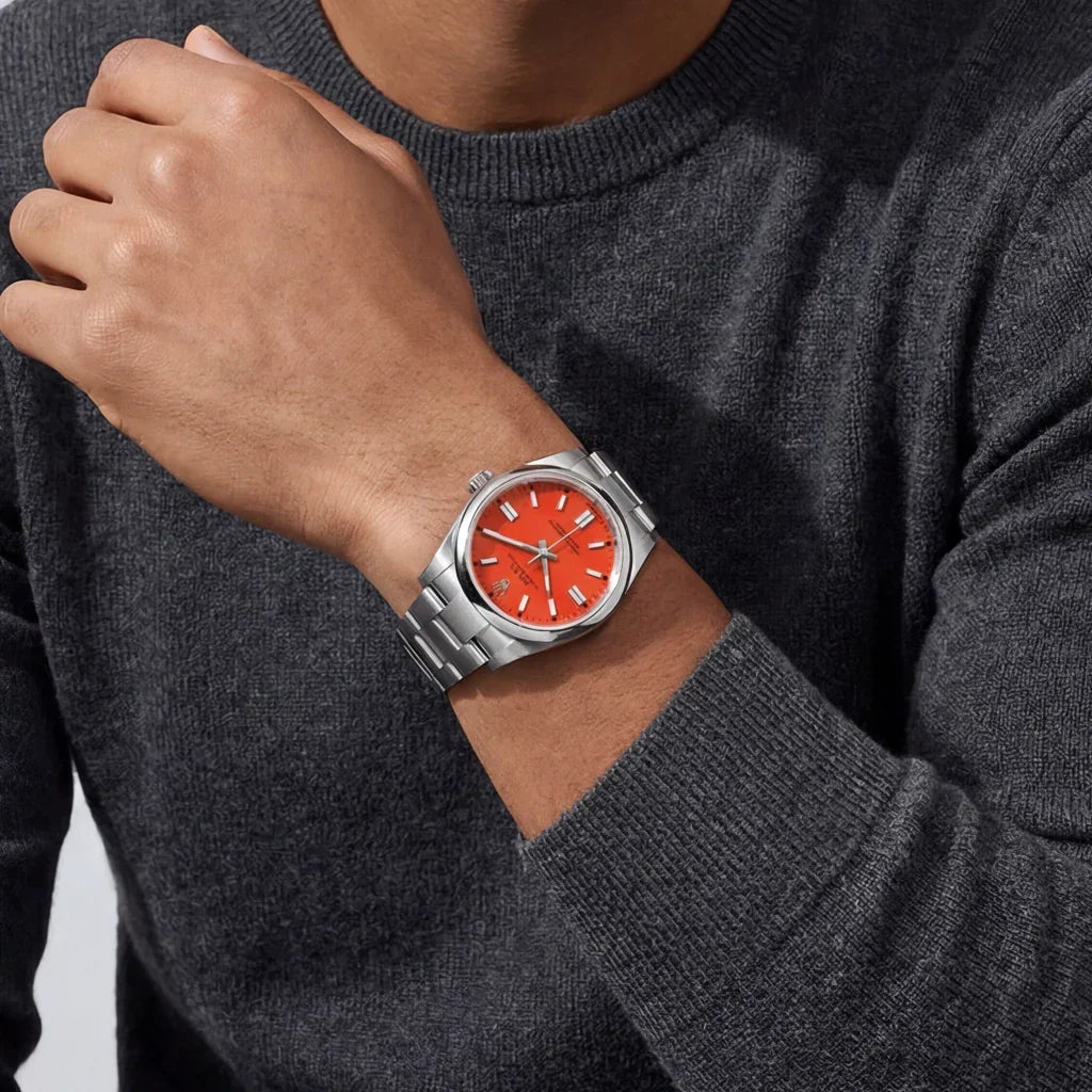 Automatic Coral Red Dial Men's Watch