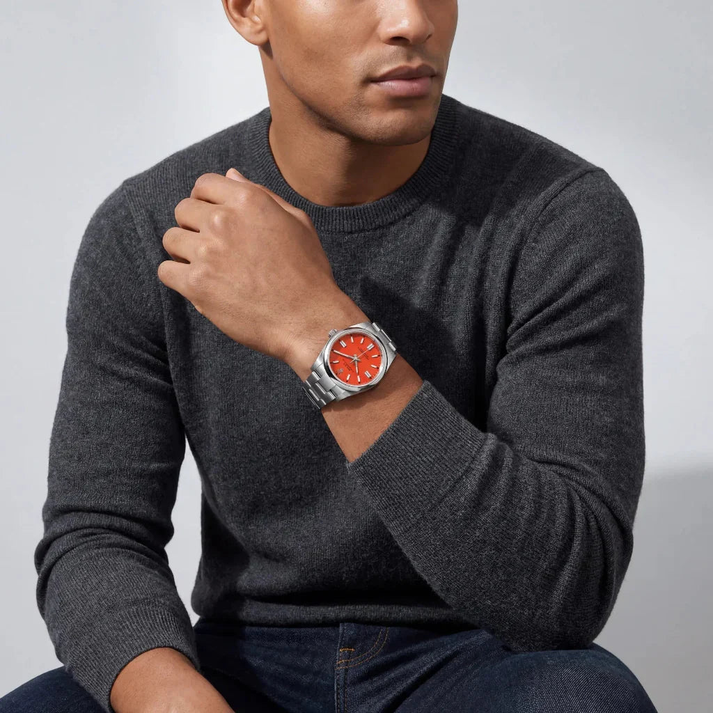 Automatic Coral Red Dial Men's Watch