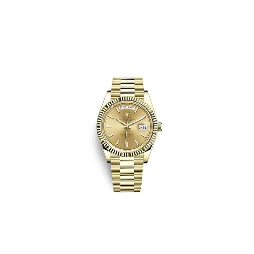 Automatic Day Date Watch With Fluted Bezel