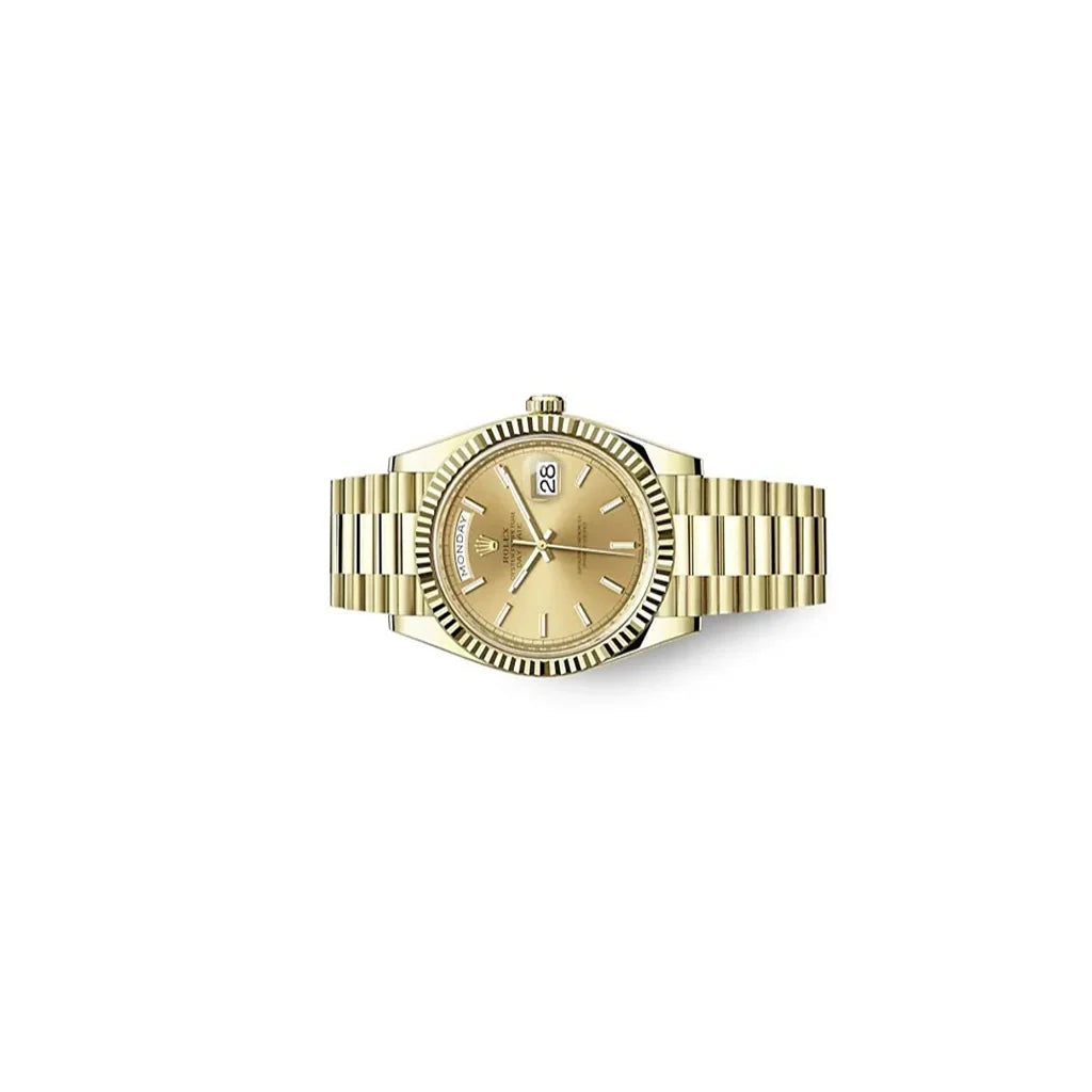 Automatic Day Date Watch With Fluted Bezel