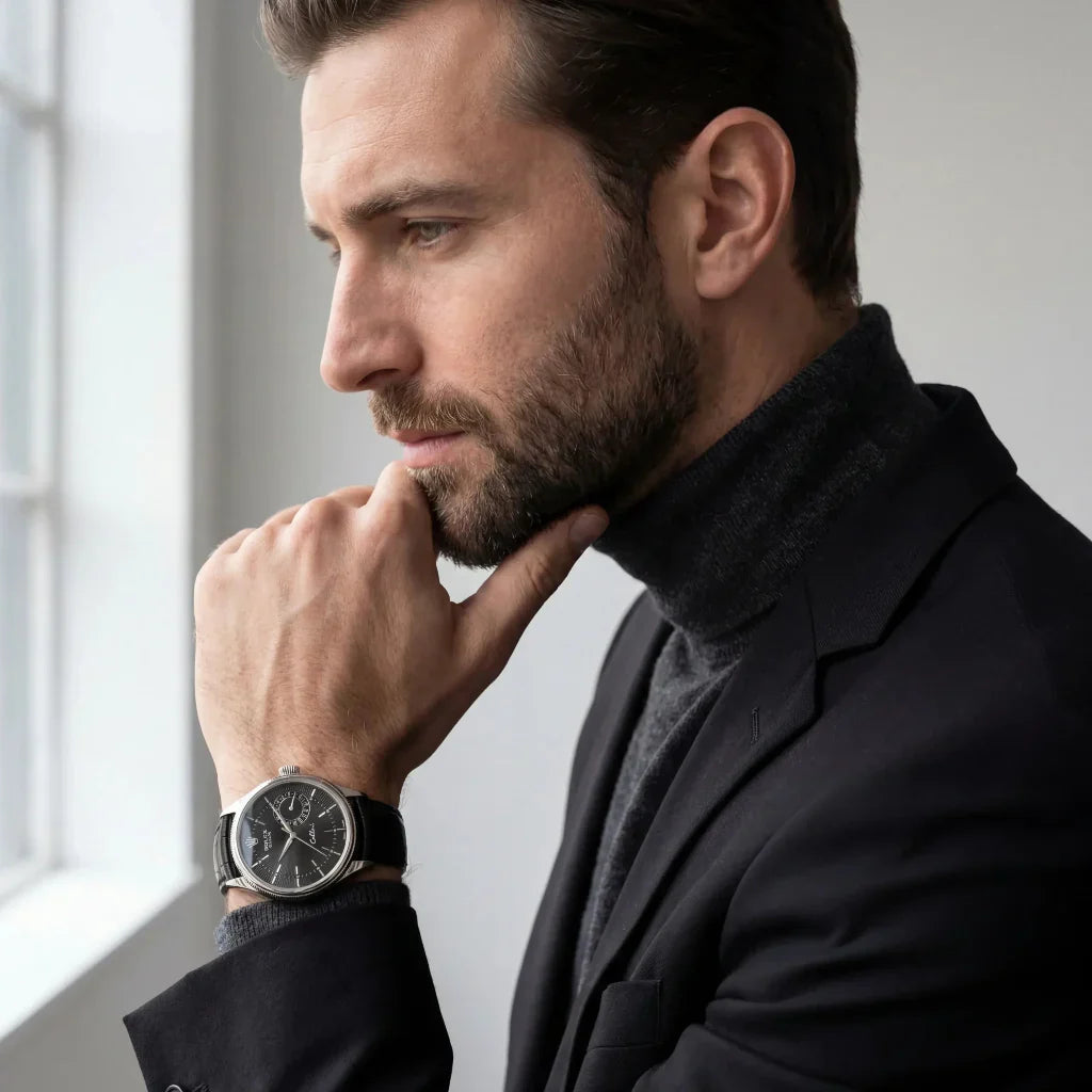 Automatic Mens Watch With Black Dial And Date Display