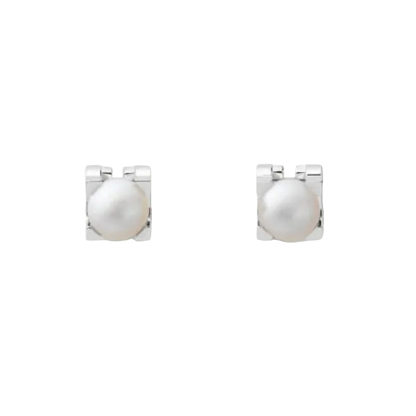C Shaped Pearl Stud Earrings