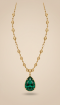 Emerald Drop Necklace in Antique Gold