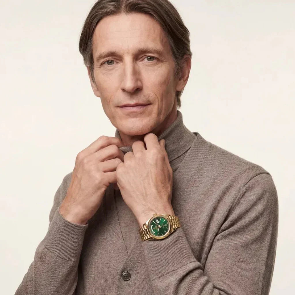 Classic Automatic Men’s Watch With Day-Date Display And Domed Bezel