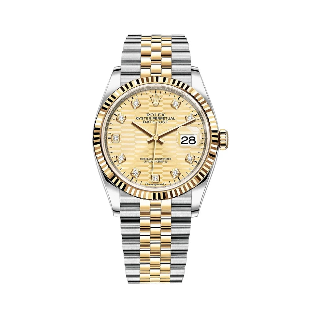 Datejust Automatic Watch With Fluted Bezel And Diamond Dial