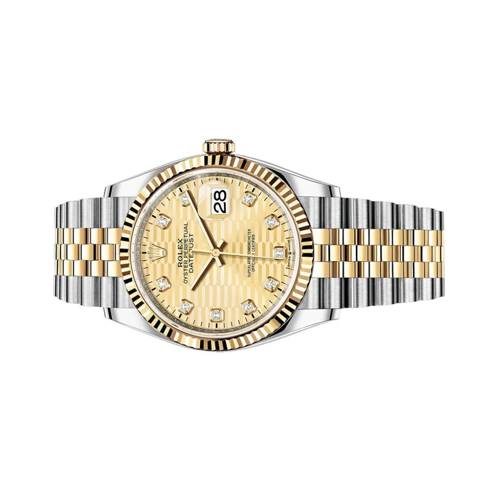 Datejust Automatic Watch With Fluted Bezel And Diamond Dial
