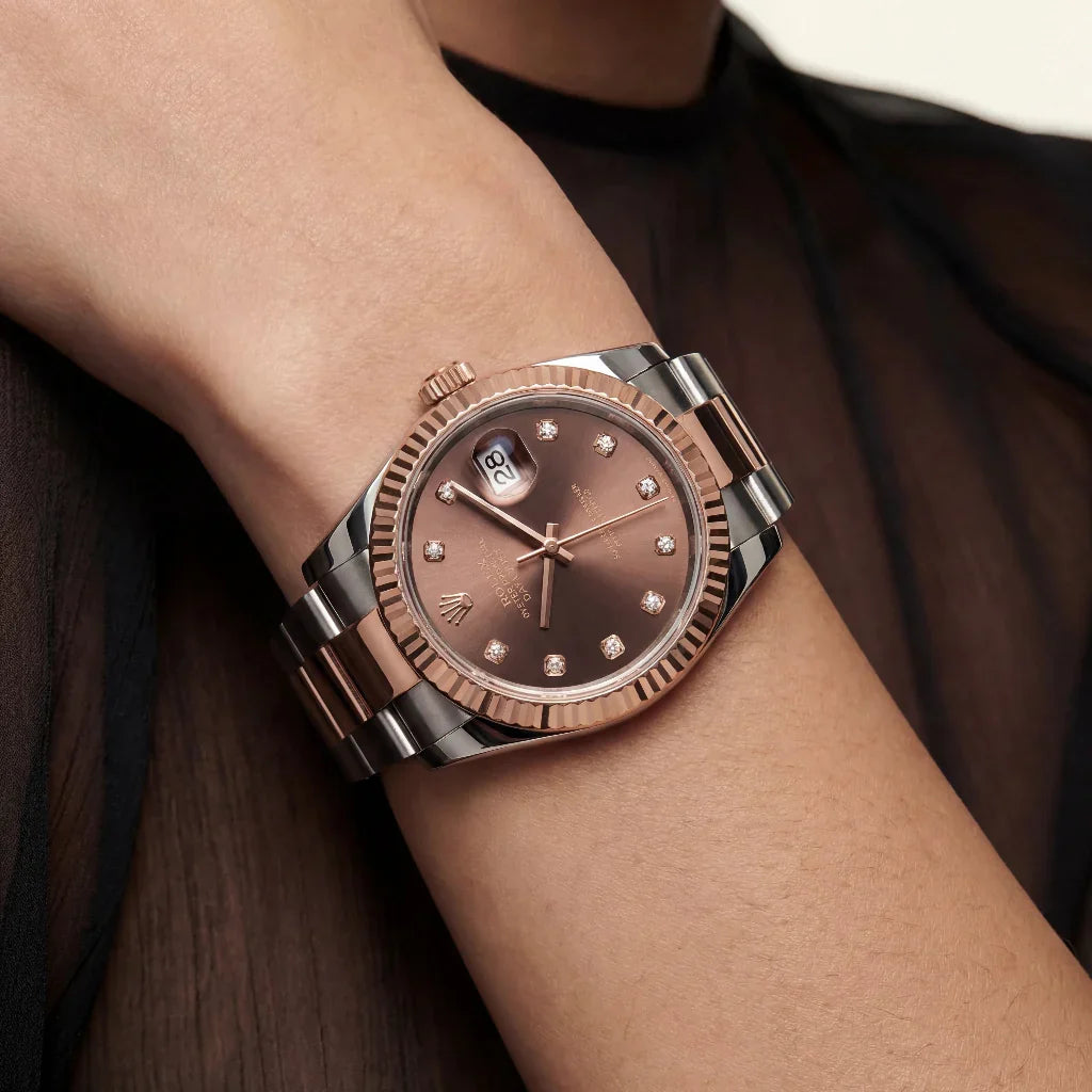 Datejust Inspired Automatic Women’s Watch With Diamond Dial And Fluted Bezel