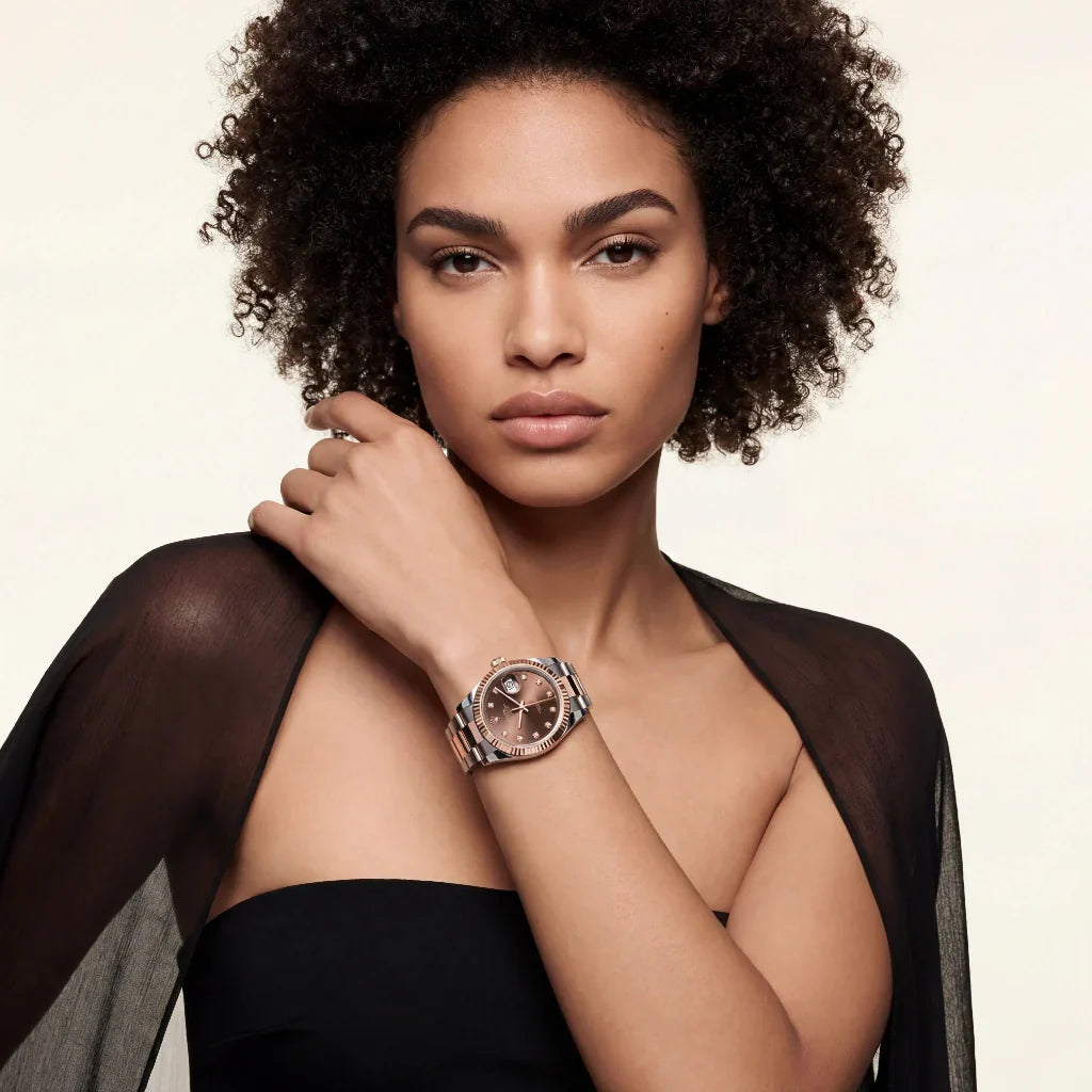 Datejust Inspired Automatic Women’s Watch With Diamond Dial And Fluted Bezel