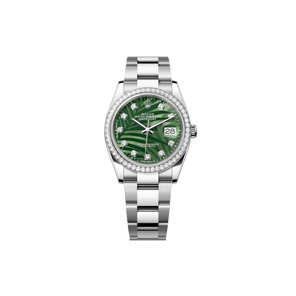 Datejust Olive Green Palm-Motif Dial Women’s Timepiece