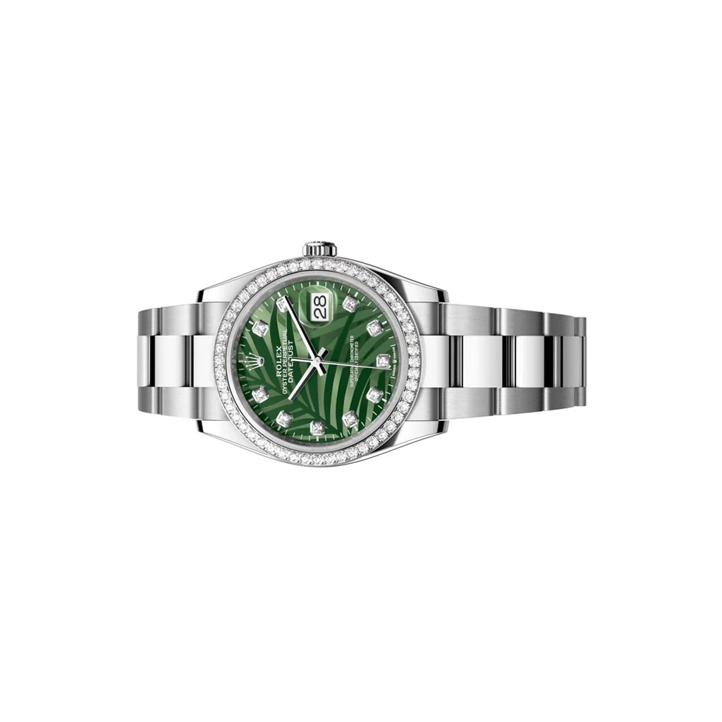 Datejust Olive Green Palm-Motif Dial Women’s Timepiece