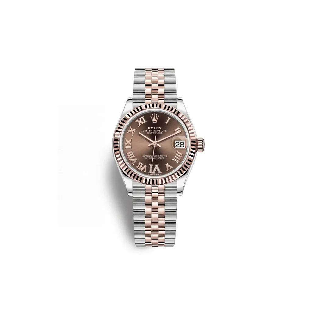 Datejust Roman Diamond Dial Automatic Ladies Steel and 18kt Everose Gold Jubilee Watch