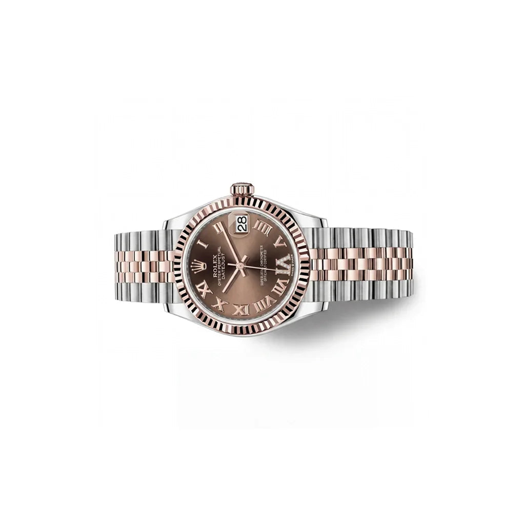 Datejust Roman Diamond Dial Automatic Ladies Steel and 18kt Everose Gold Jubilee Watch