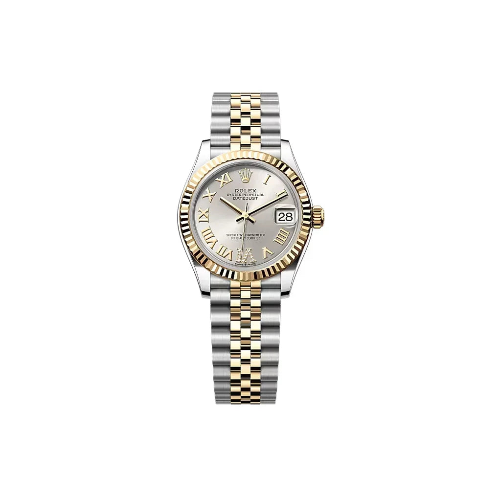 Datejust Silver Pave Roman Dial Women's Watch