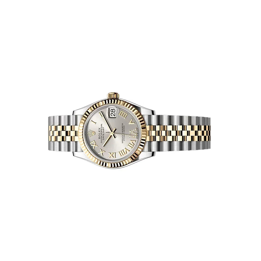 Datejust Silver Pave Roman Dial Women's Watch