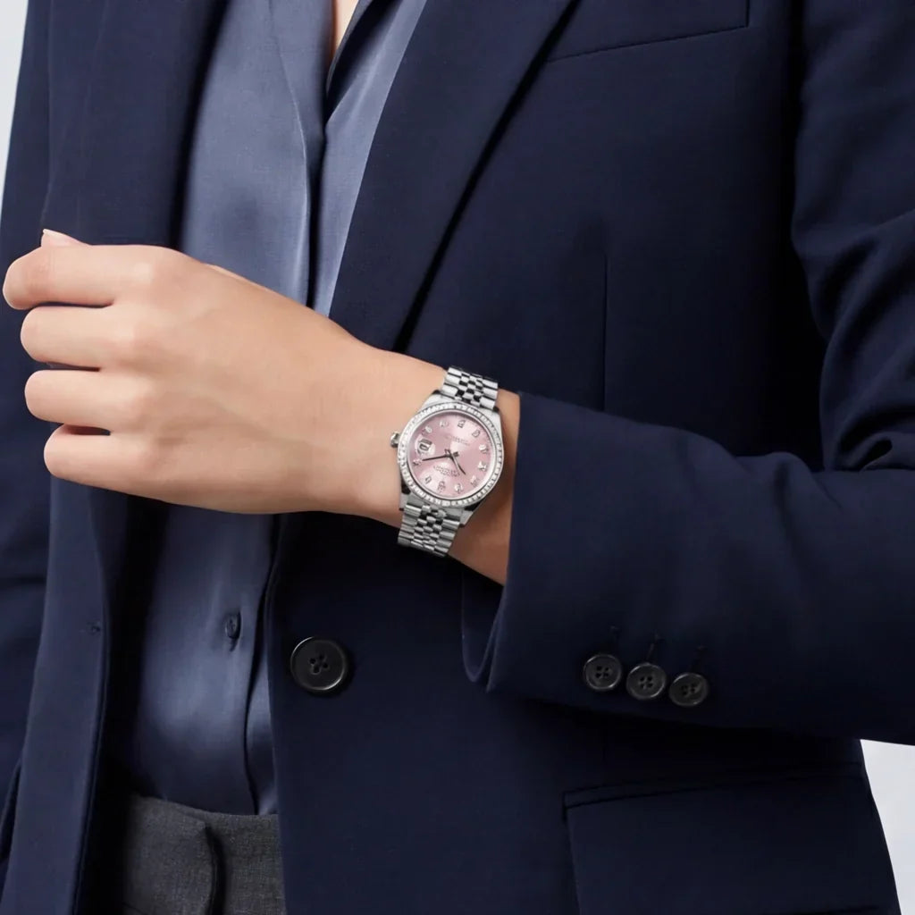 Datejust Women’s Watch With Pink Dial And Bezel