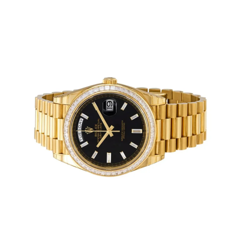 Day-Date Automatic Watch With Baguette Diamond Markers