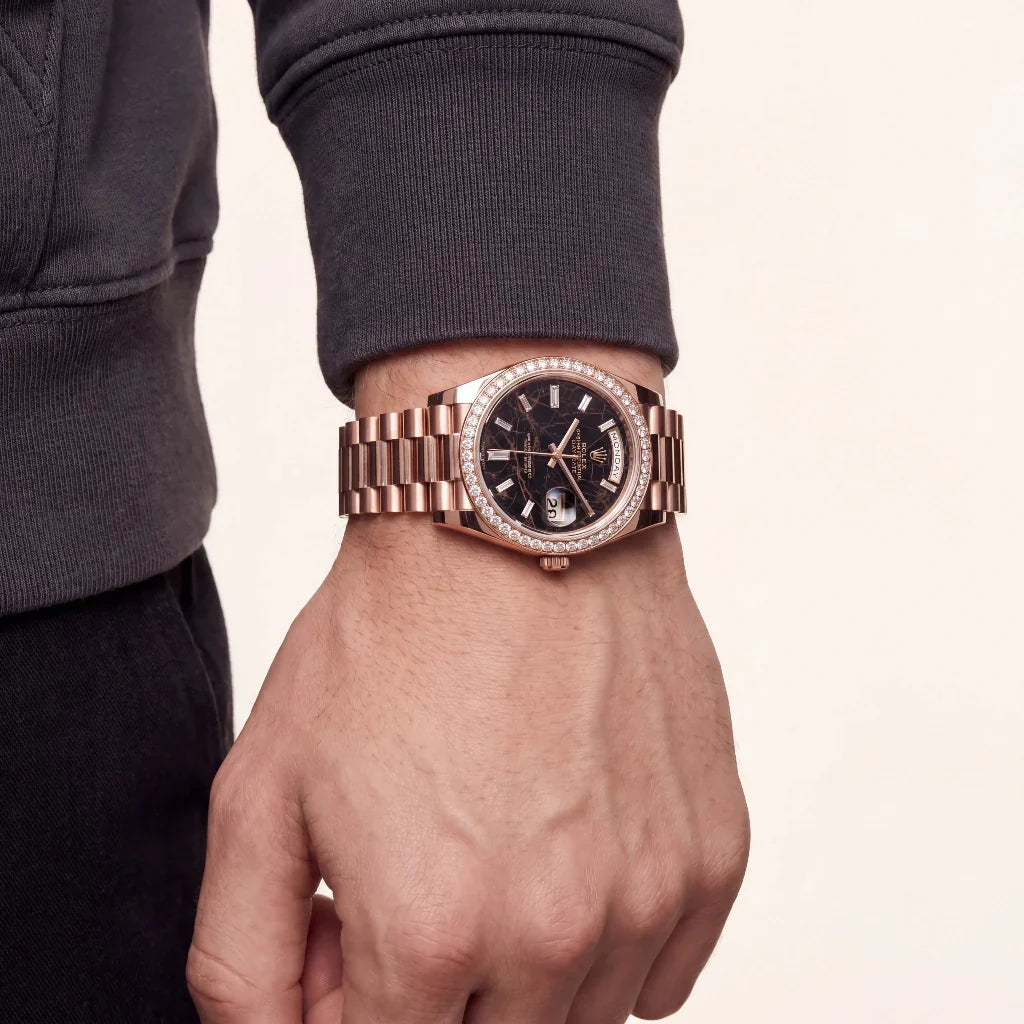Day-Date Automatic Watch With Diamond-Set Dial Design