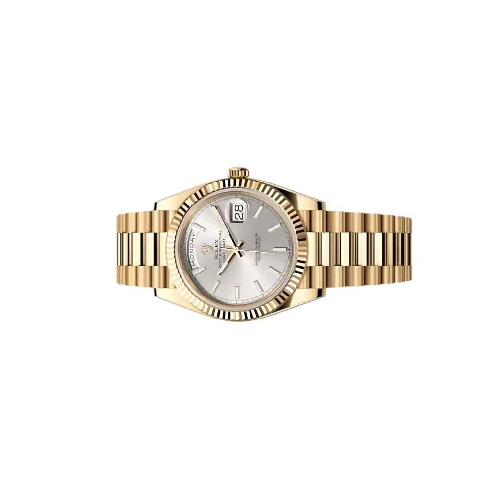 Day-Date Automatic Watch With Fluted Bezel And Stick Markers