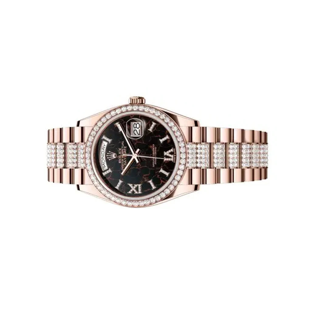 Day-Date Automatic Watch With Stone Dial And Diamond Numerals