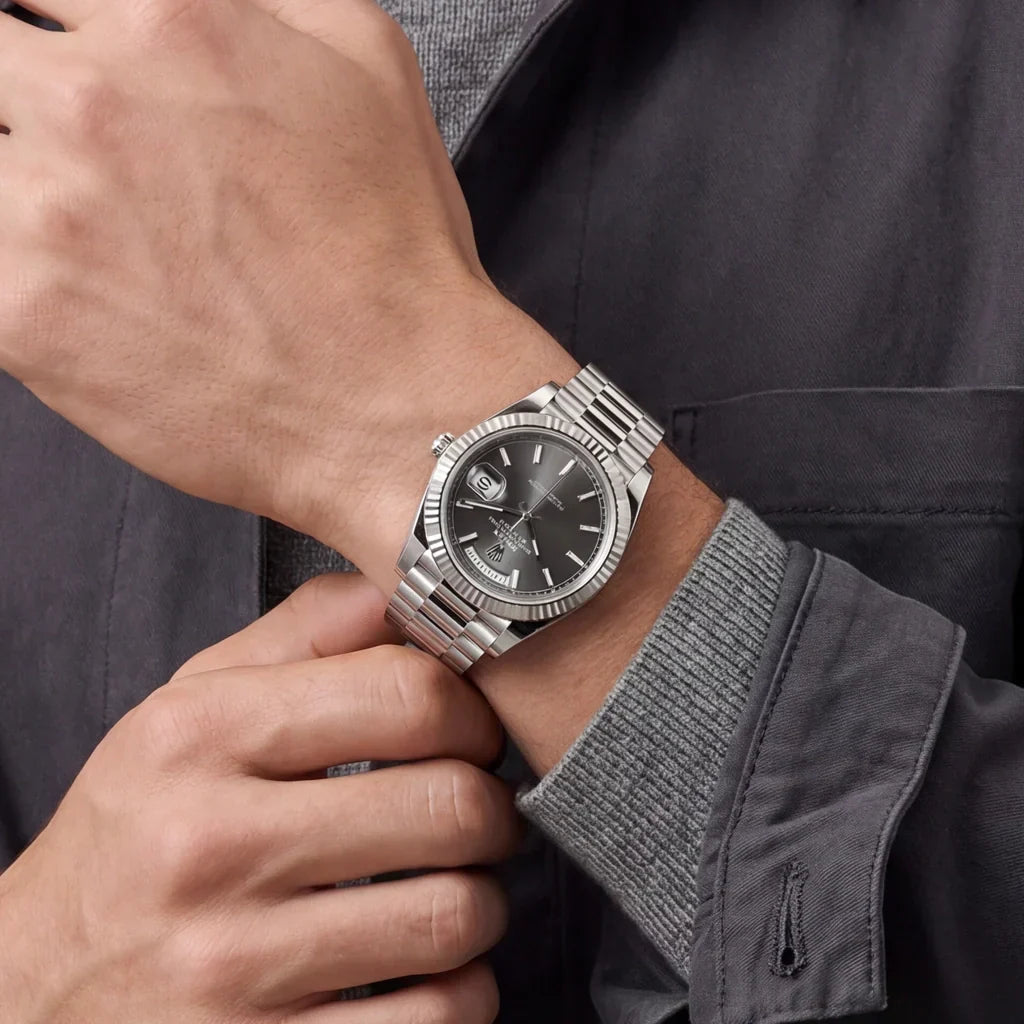 Day-Date Bezel Men’s Watch With Slate Dial