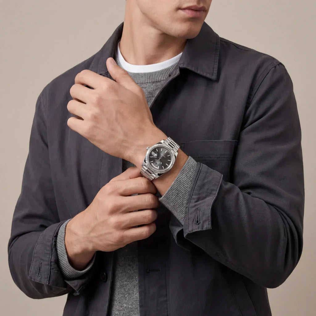 Day-Date Bezel Men’s Watch With Slate Dial