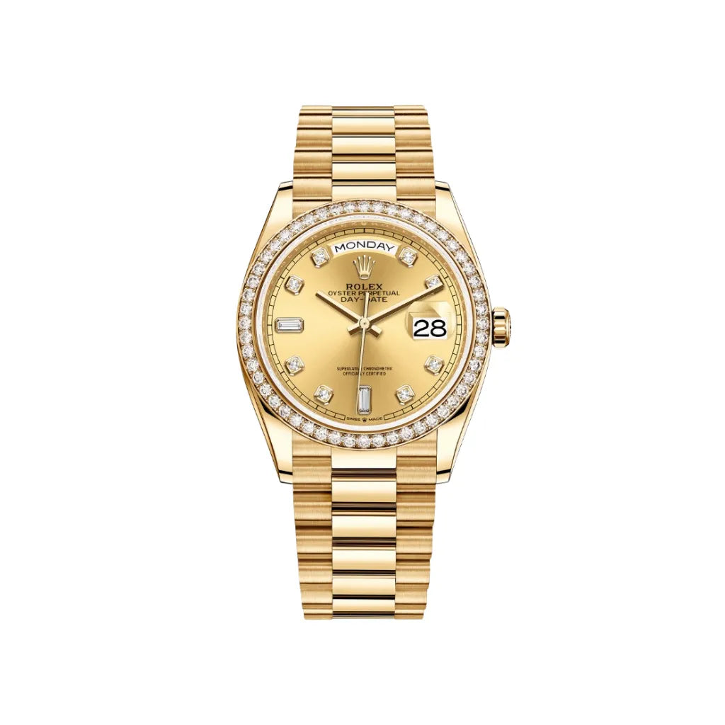 Day-Date Champagne Dial Bezel Women's Watch