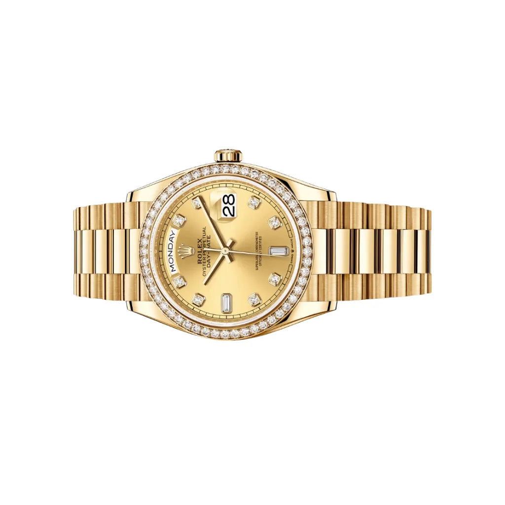 Day-Date Champagne Dial Bezel Women's Watch