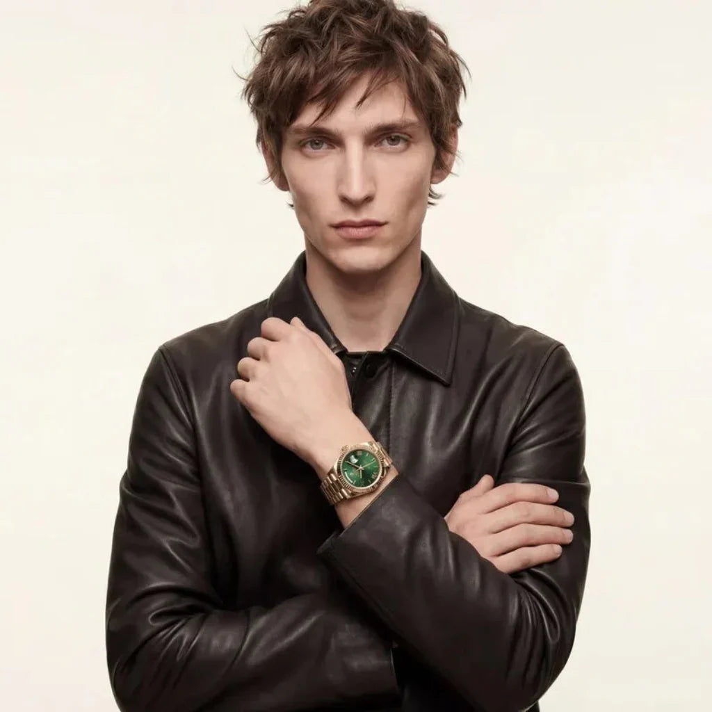 Day-date Classic Automatic Men’s Watch With Roman Numeral Dial And Fluted Bezel