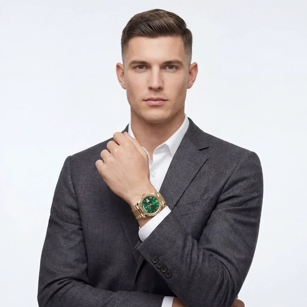 Day-date Green Roman Dial Men's Watch