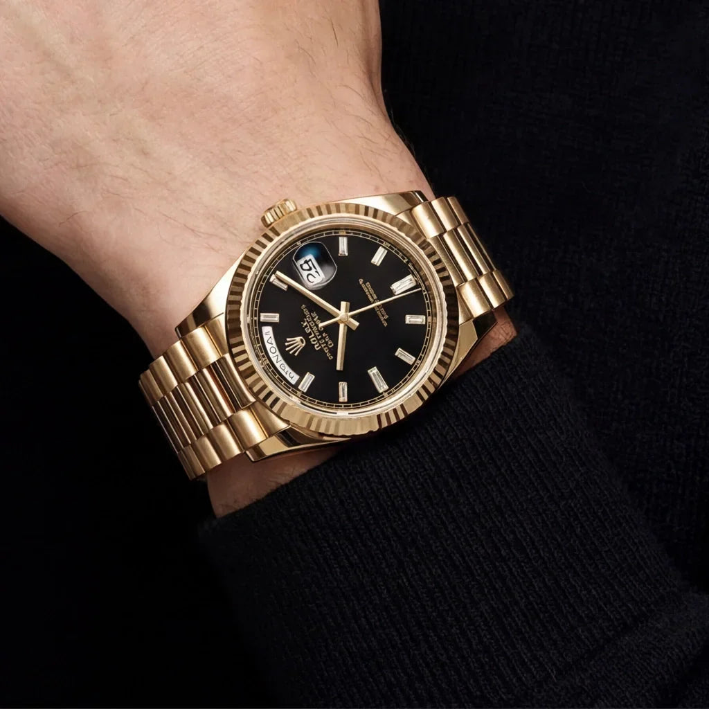 Day-date Onyx Diamond Dial Men's Watch