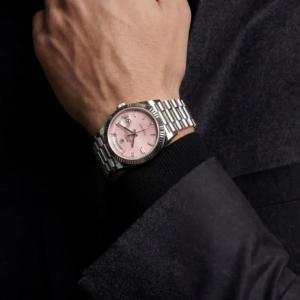 Day-date Platinum Dial Pink Mens Watch