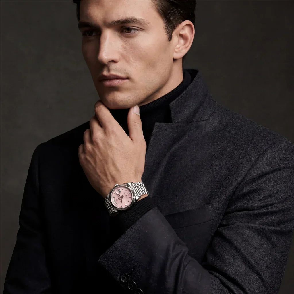 Day-date Platinum Dial Pink Mens Watch