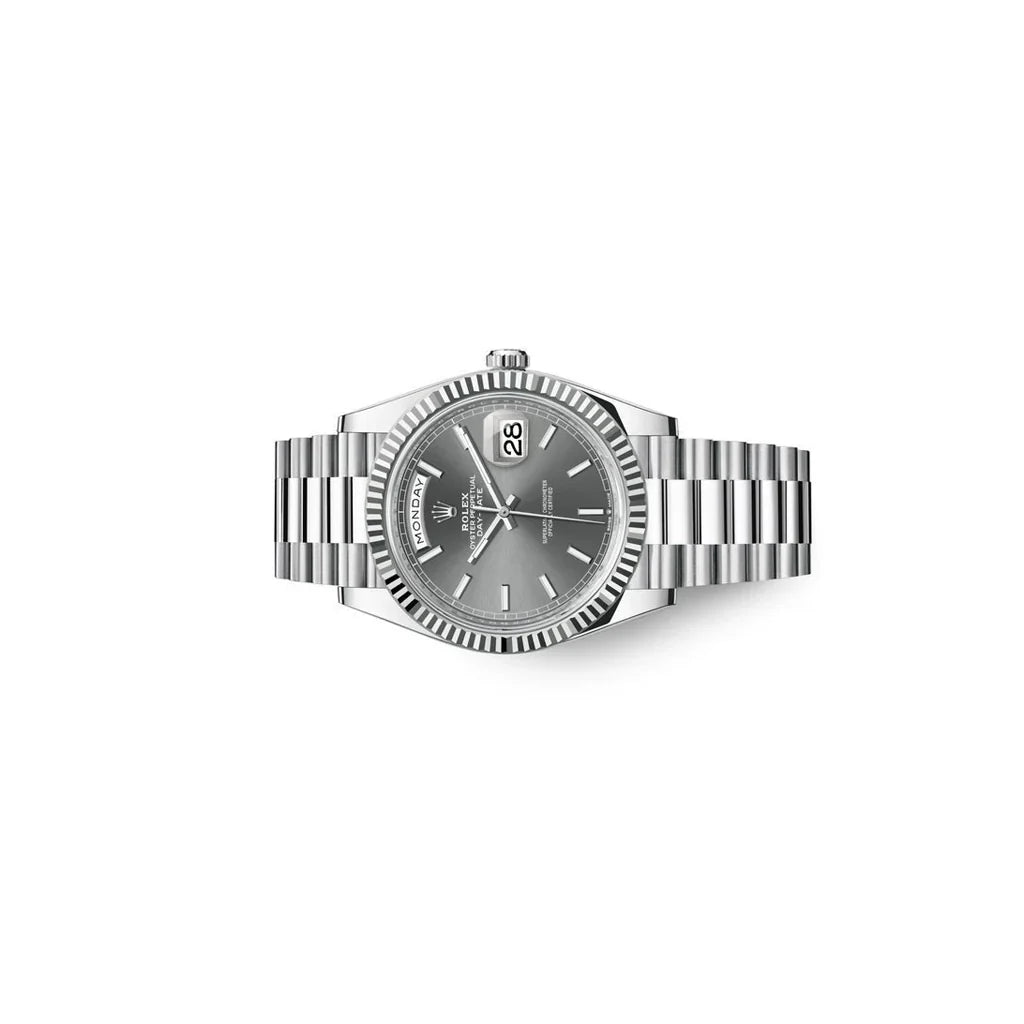 Day-Date Platinum Watch Slate Dial Fluted Bezel