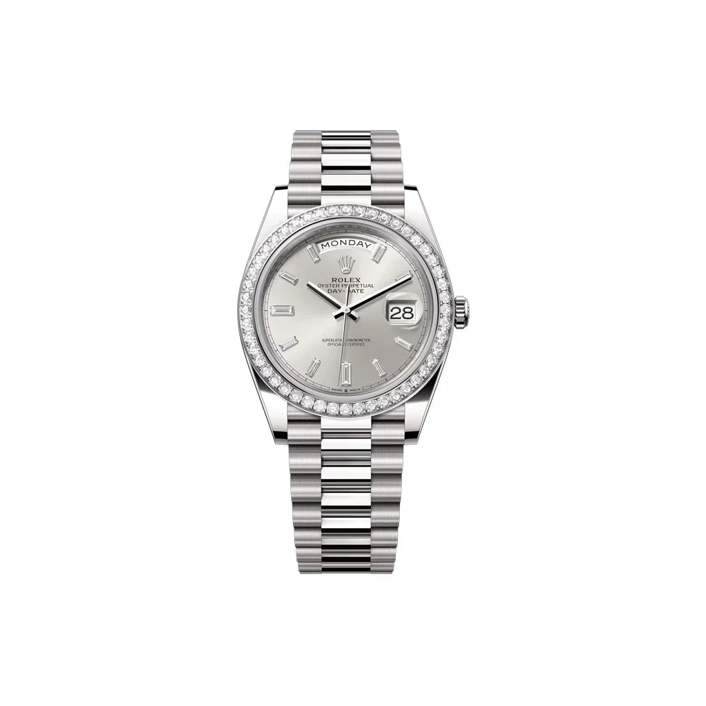 Day-Date Silver Dial Men's Watch
