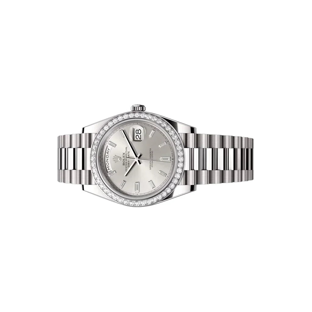 Day-Date Silver Dial Men's Watch