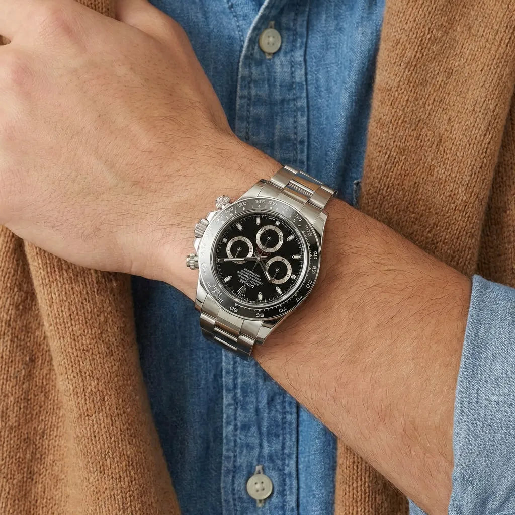 Daytona Black Dial Stainless Mens Watch
