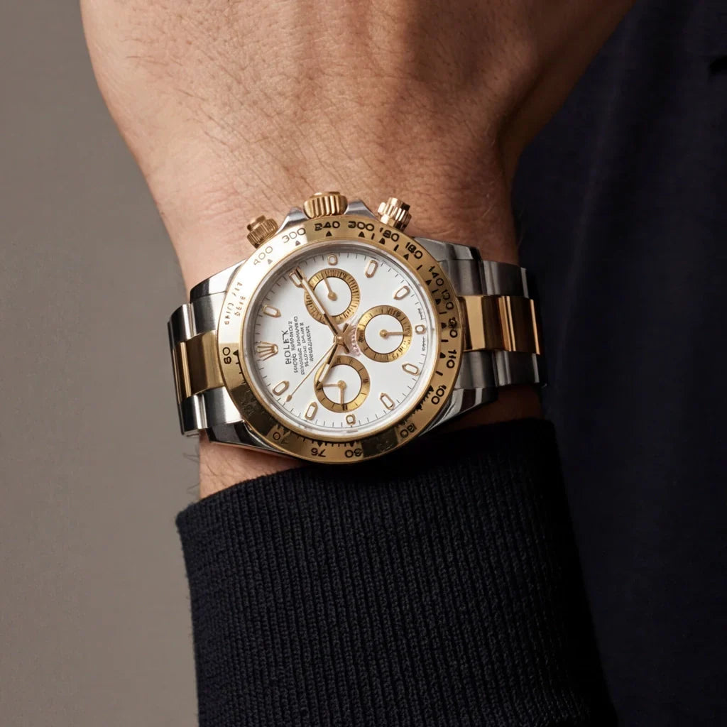 Daytona White Dial Two Tone Mens Watch