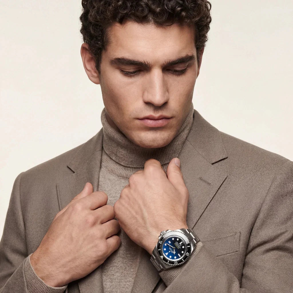 Deepsea D-blue Automatic Men’s Dive Watch With Unidirectional Bezel