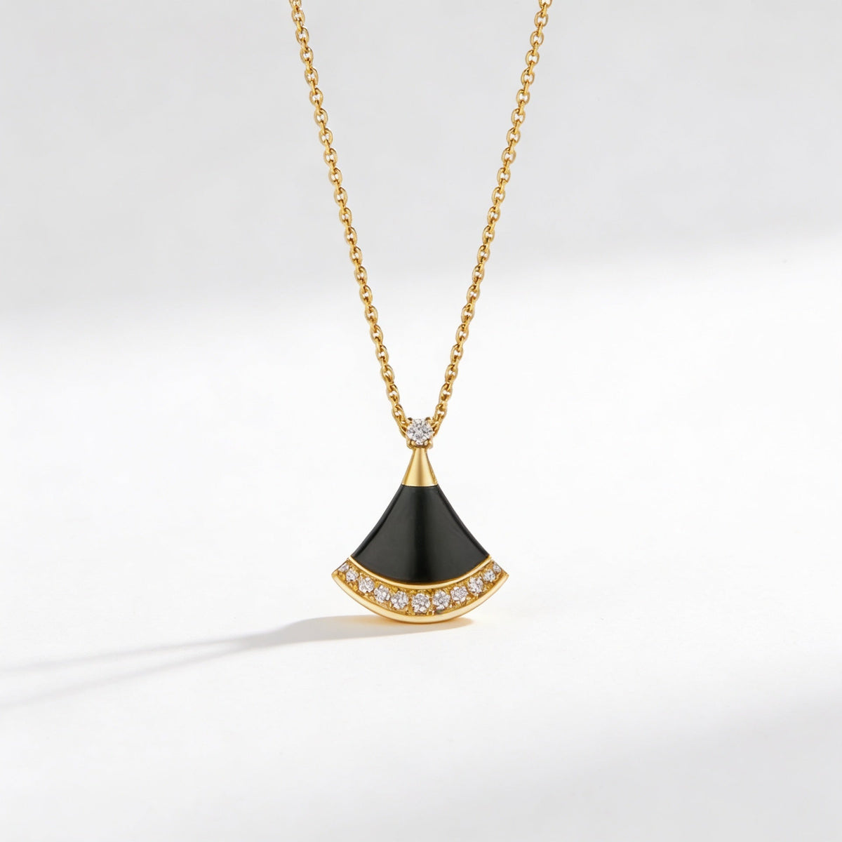 Divas' Dream Black Fan Pendant Necklace