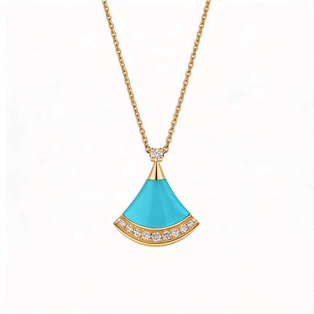 Divas' Dream Blue Fan Pendant Necklace