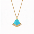 Divas' Dream Blue Fan Pendant Necklace