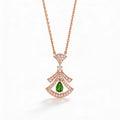 Divas' Dream Green Pear Accent Fan Necklace