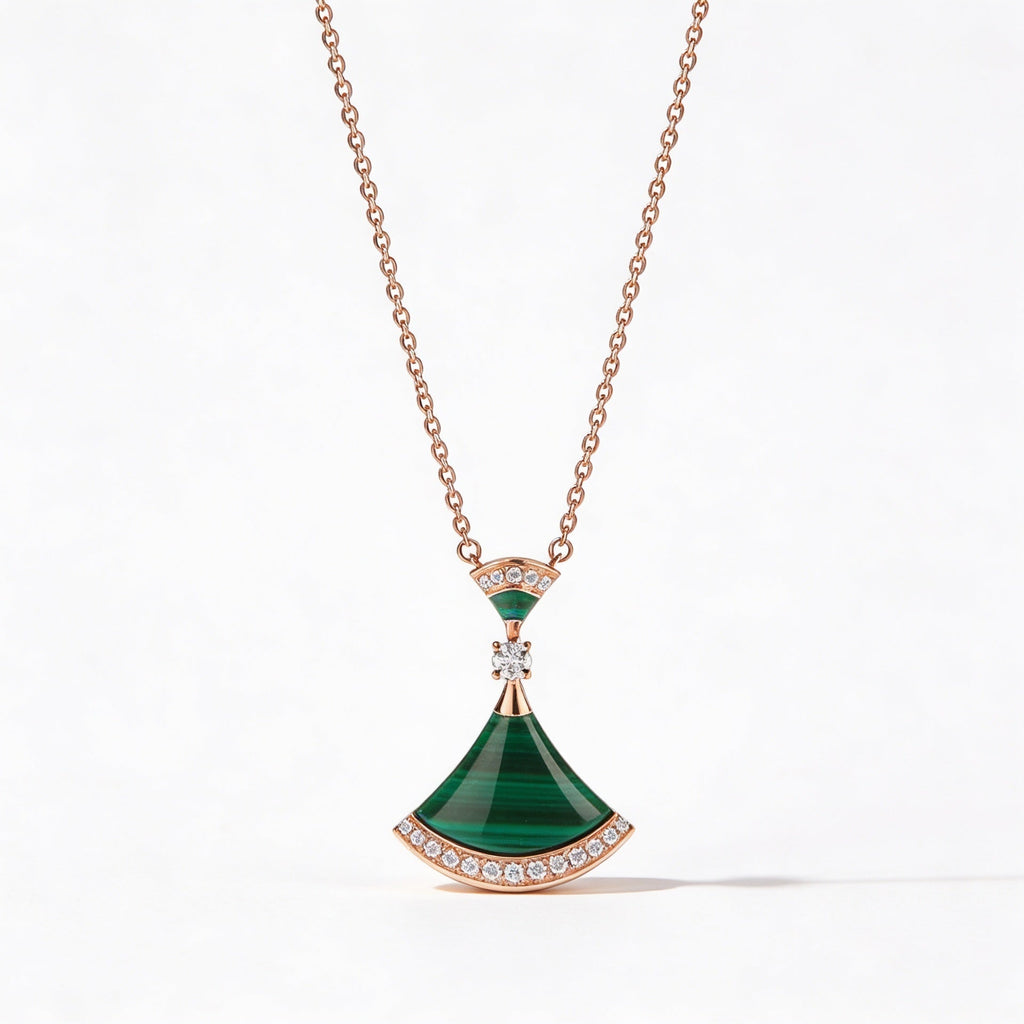 Divas' Dream Green Tiered Fan Necklace