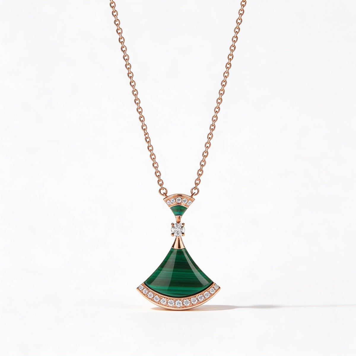 Divas' Dream Green Tiered Fan Necklace