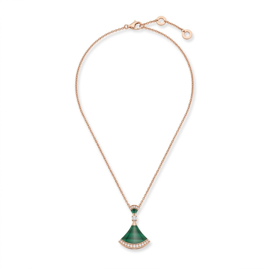Divas' Dream Green Tiered Fan Necklace