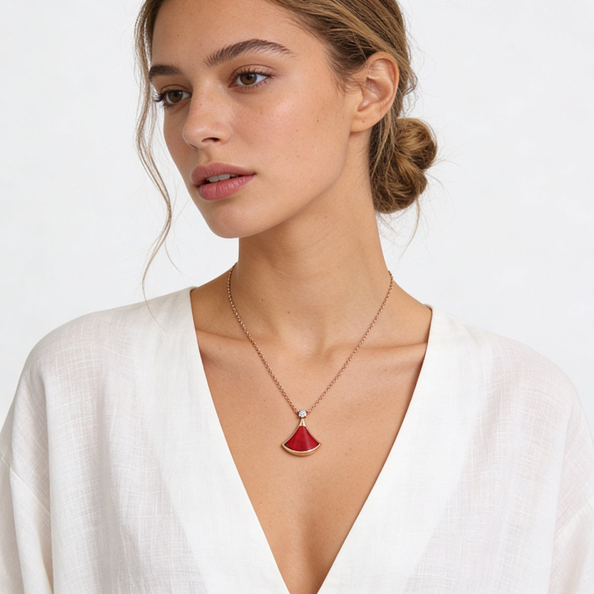 Divas' Dream Red Arc Pendant Necklace